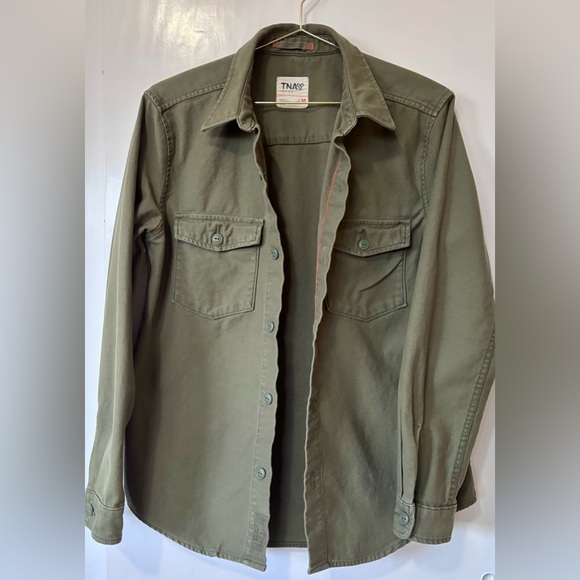 TNA Tops - TNA| Aritzia| Dark Olive Green Collared Button Down Jacket/Shirt Sz M